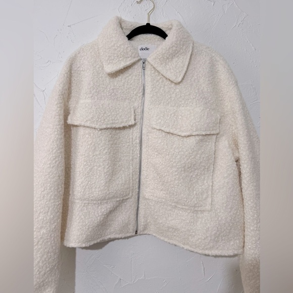 Elodie Women's Minimalist Cozy Full Zip Boucle Cream Jacket Sz XL - Picture 7 of 12